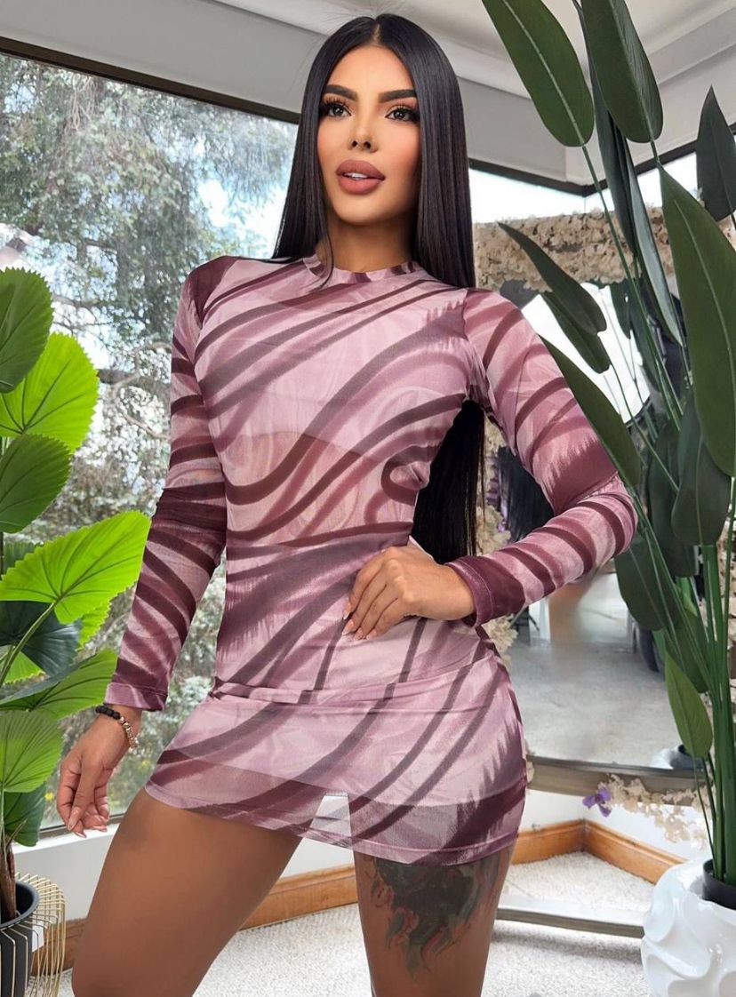 VESTIDO MALLA MANGA LARGA